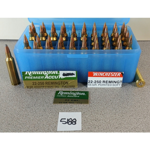 AMMO: 44X REMINGTON & WINCHESTER .22-250 REM - 55GR - PSP - FACTORY LOADS 