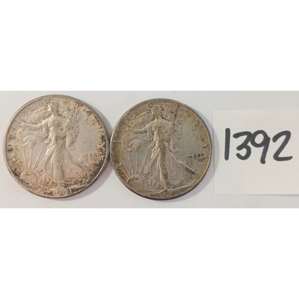 LOT OF 2 - 1941 US LIBERTY SILVER HALF DOLLARS