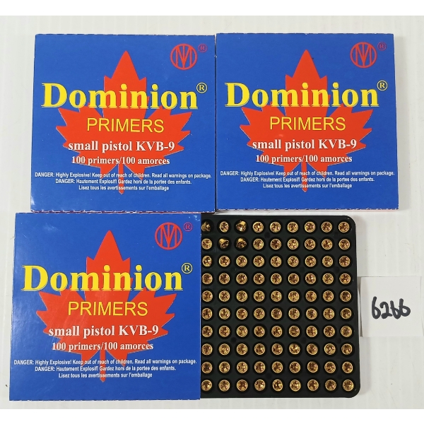 PRIMERS: 300X DOMINION KVB-9 SMALL PISTOL PRIMERS