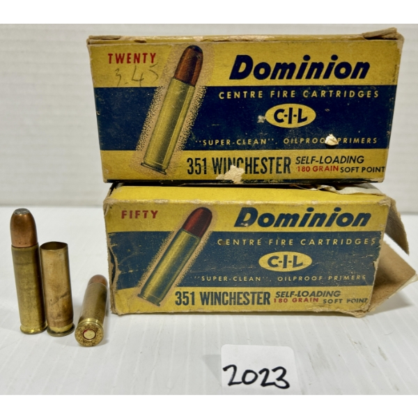 AMMO / BRASS: 50X LIVE & 3X BRASS CIL .351 WSL - 180 GR
