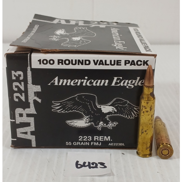 AMMO: APPROX 100X FEDERAL AMERICAN EAGLE AR 223 REM - 55GR - FMJ