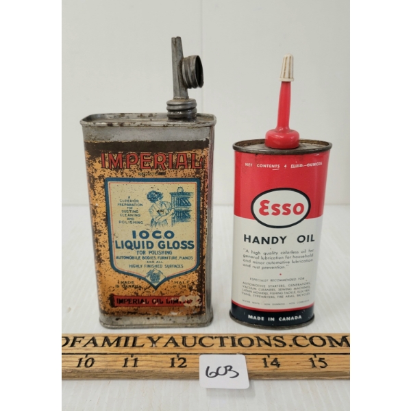 LOT OF 2 - IMPERIAL IOCO LIQUID GLOSS & ESSO HANDY OIL CANS