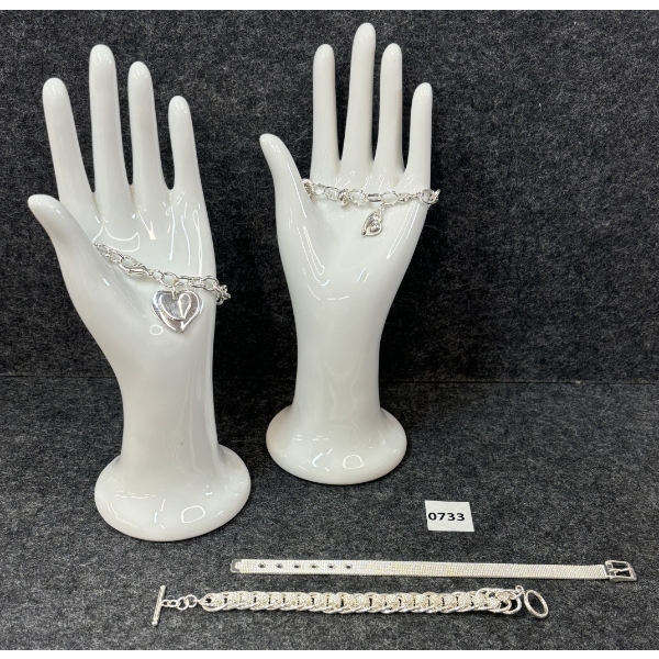 LOT OF 4 - SS MARKED BRACELETS 