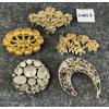 Image 2 : LOT OF 5 - GEMSTONE BROOCHES - INCL AMBER & AMETHYST