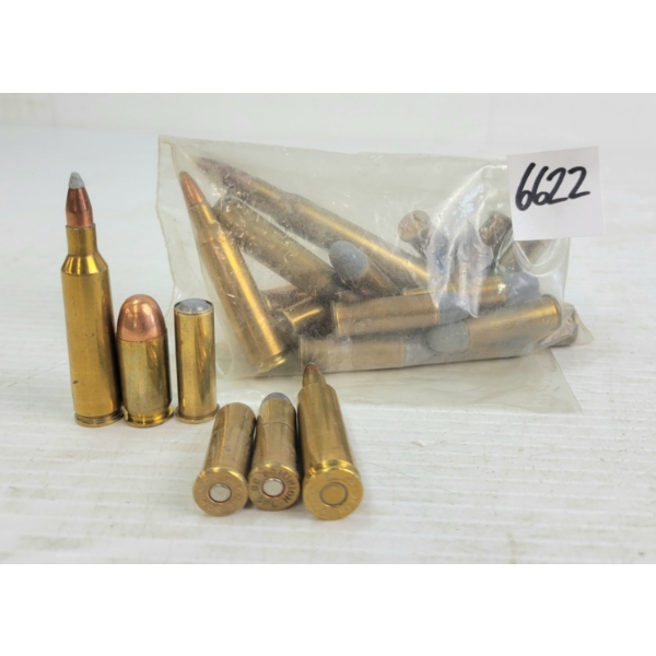 AMMO: 25X MIXED - INCL .45AUTO, .22-250REM & .38SPL