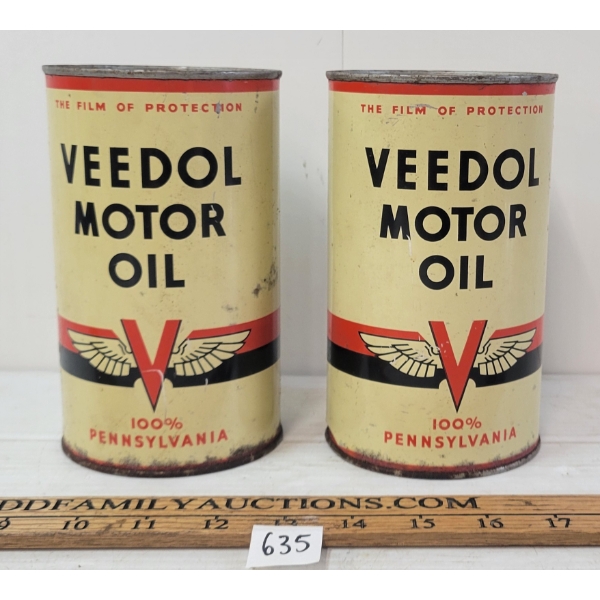 LOT OF 2 - VEEDOL MOTOR OIL QT CANS