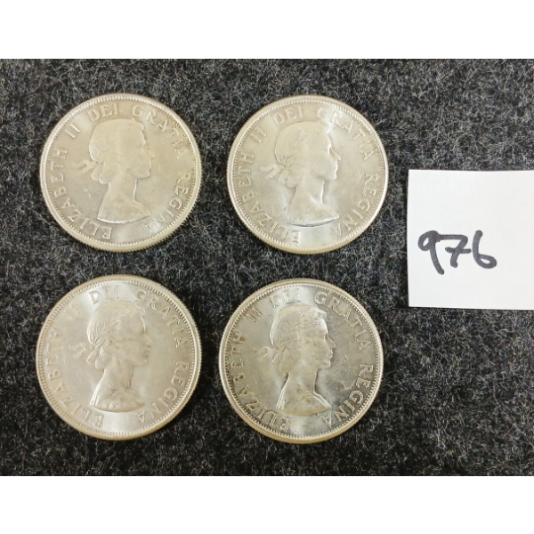 LOT OF 4 - 1962 CDN 50 CENT SILVER COINS