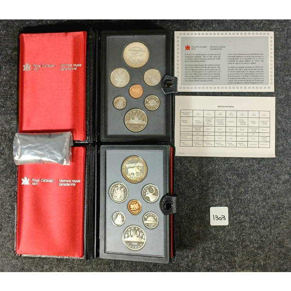 LOT OF 2 - 1985 RCM UNCIRCULATED DOUBLE DOLLAR PROOF SETS