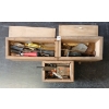 Image 1 : JOB LOT - TOOLS & STORAGE BOXES - INCL ANTIQUE BRASS PLUMB BOB, CHALK LINE REEL, ETC