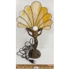 Image 3 : ART DECO LAMP W/ SHELL-SHAPED STAINED GLASS SHADES