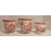 Image 4 : LOT OF 3 - JOHNSON BROS. WILLOW RED PINK CREAM PITCHERS