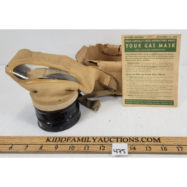 1942 CDN GAS MASK - THE CIVILIAN RESPIRATOR
