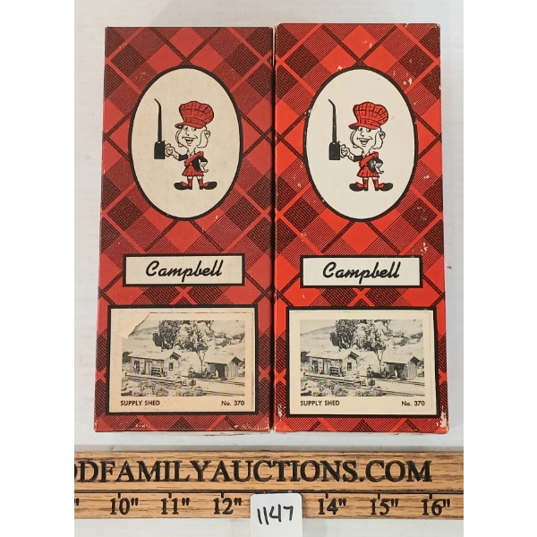 LOT OF 2 - CAMPBELL SUPPLY SHED & SINGLE HAND CAR HOUSE KITS #370