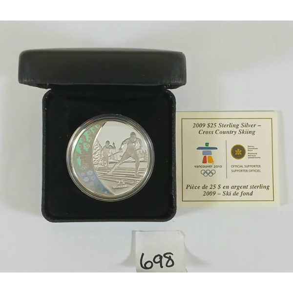 2009 RCM $25 STERLING SILVER COIN - CROSS COUNTRY SKIING