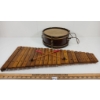 853  LOT OF 2  ANTIQUE WOOD SNARE DRUM and XYLOPHONE