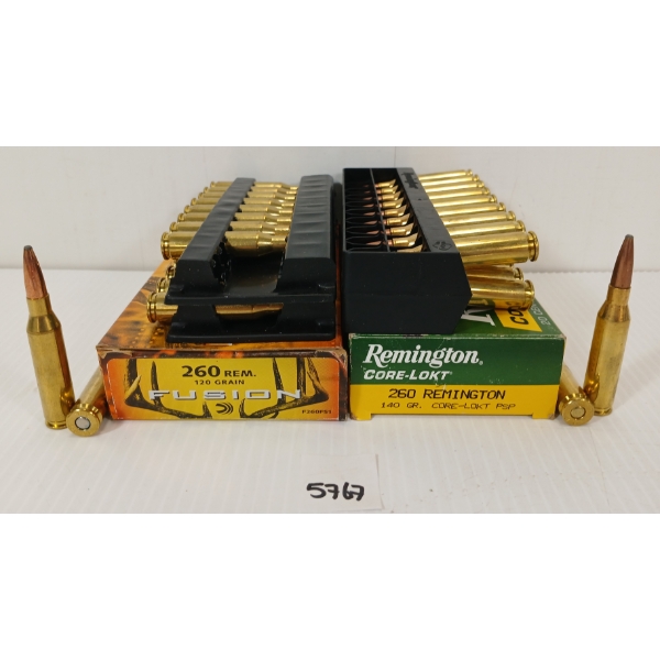 AMMO: 40X FEDERAL & REMINGTON .260 REM - 120 & 140GR - CORE-LOKT PSP & FUSION