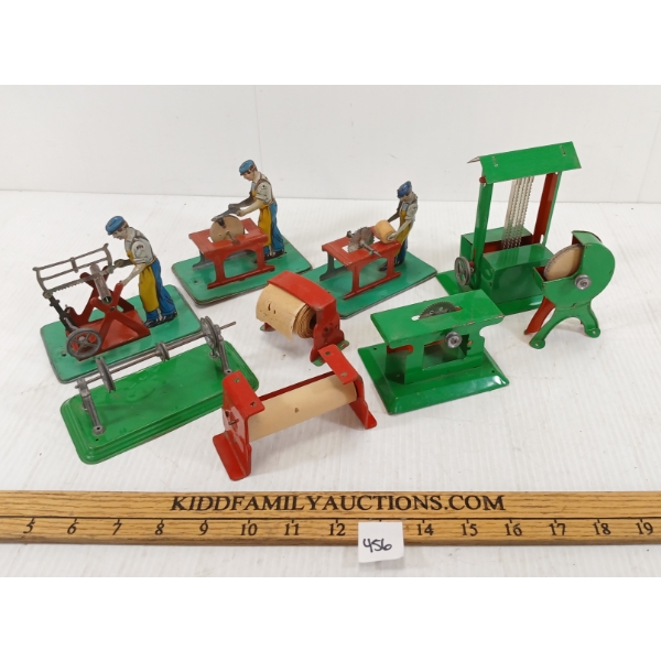 LOT OF 9 - TIN STEAM TOY ACCESSORIES