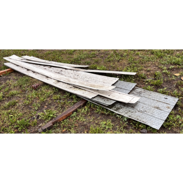 LOT OF 14 - STEEL ROOFING SHEETS - MIXED SIZES - LARGEST IS 5 X 14 FOOT