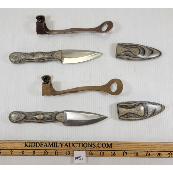 LOT OF 2 - MILLENIUM CANADA HUNTING KNIVES W/ WOODEN SHEATHS