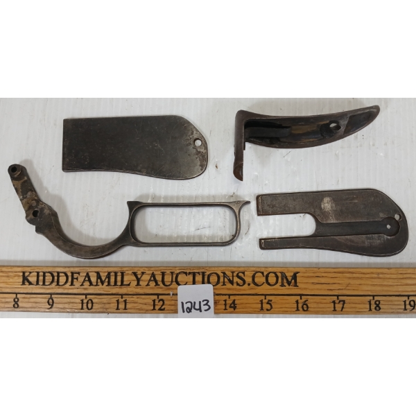LOT OF 4 - WINCHESTER 1873 RIFLE BUTTPLATE, SIDE PLATES & LEVER