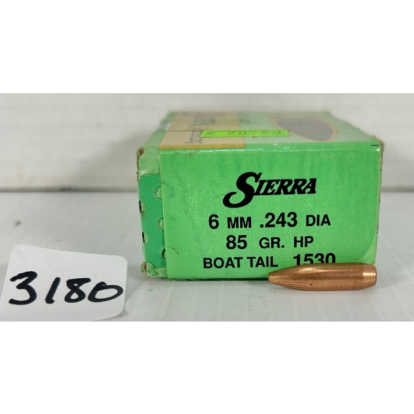 BULLETS: APPROX 90X SIERRA 6 MM (.243 CAL) - 85 GR HP