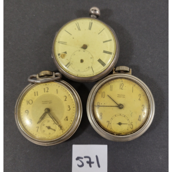 LOT OF 3 - POCKET WATCHES - INCL WESTCLOX 