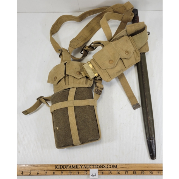 CDN PATTERN 1937 WEB EQUIPMENT W/ PATTERN 1913 BAYONET & CANTTEN 
