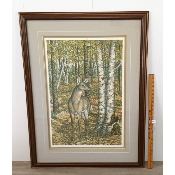 DEER IN THE FOREST BY CHRISTINE MARSHALL (PRS CDN ARTIST) - FRAMED PRINT