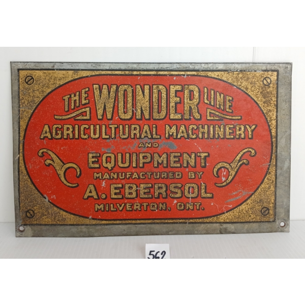 THE WONDER LINE AGRICULTURAL MACHINERY & EQUIPMENT SST SIGN