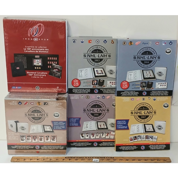 LOT OF 6 - MONTREAL CANADIESN 100TH ANNIVERSARY COLLECTOR SET & NHL SERIES 1-5 COLLECTOR ALBUMS