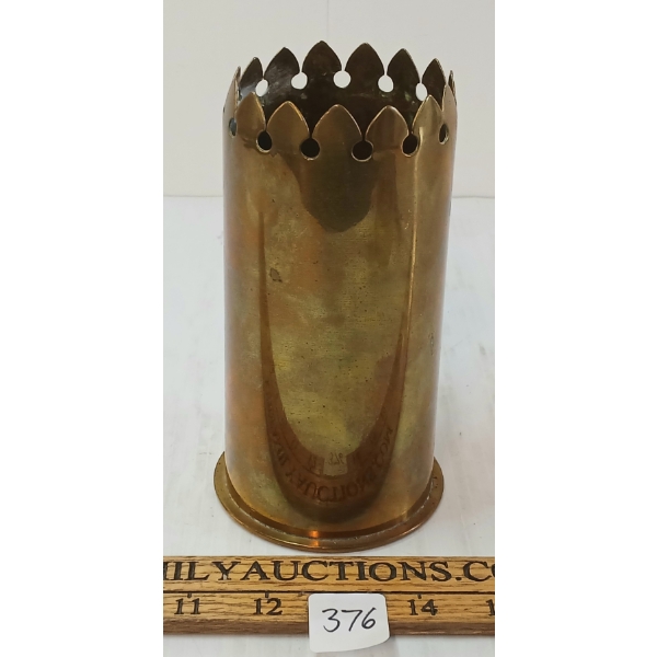 1912 GERMAN BRASS ARTILLERY SHELL - TRENCH ART VASE