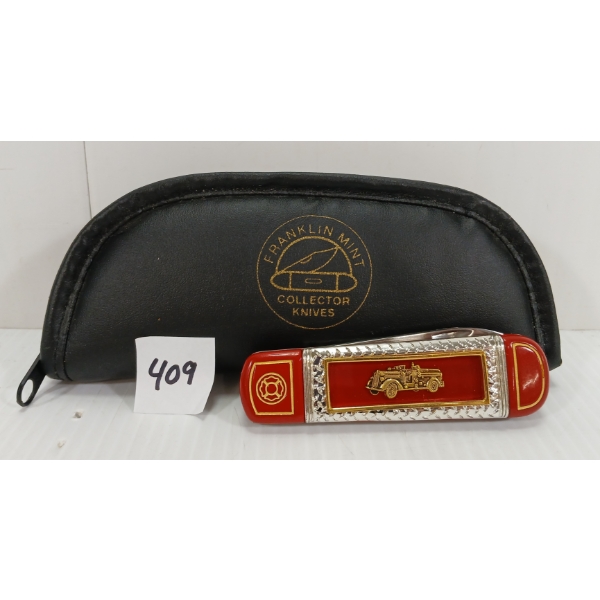 FRANKLIN MINT POCKET KNIFE W/ FIRE TRUCK MOTIF