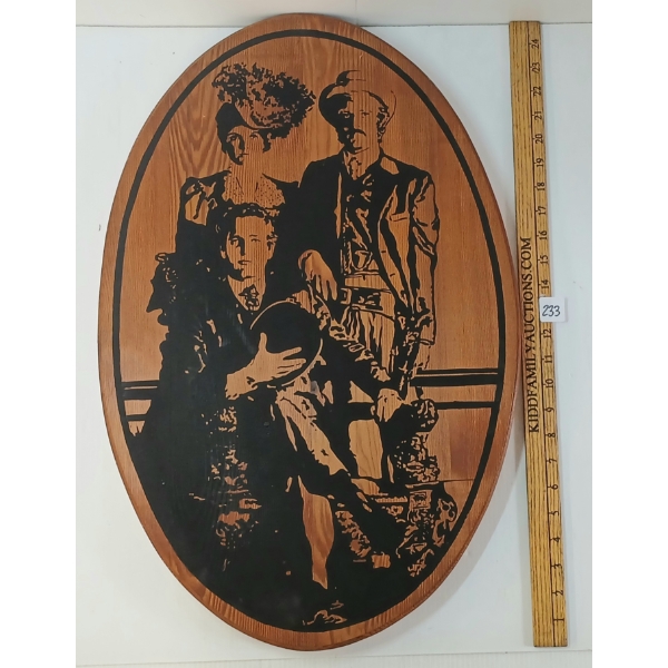 WESTERN WOOD-BRUNED SILHOUETTE PLAQUE