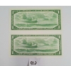Image 2 : LOT OF 2 - 1954 CDN $1 BANKNOTES - SEQUENTIAL