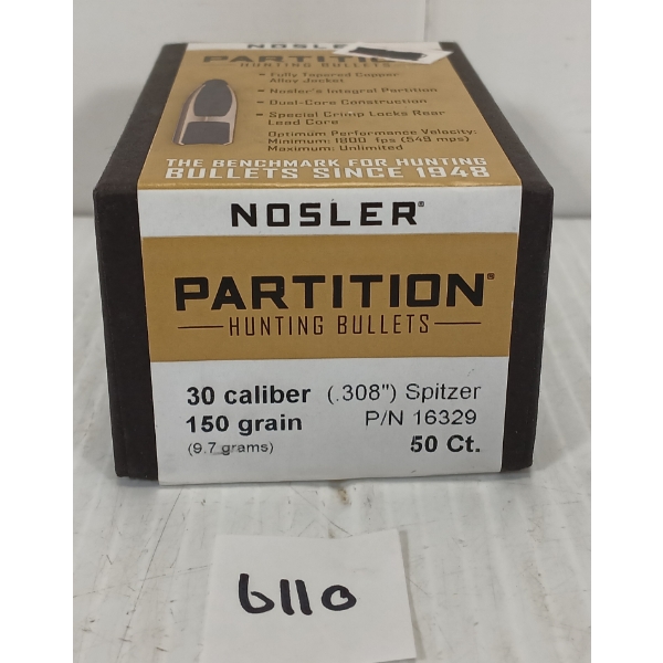 BULLETS: 50X NOSLER PARTITION .30 - 150GR - SPITZER - SEALED