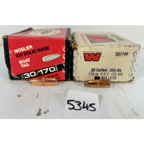 BULLETS: APPROX 90X WIN & NOSLER .30 CAL 170 GR SP