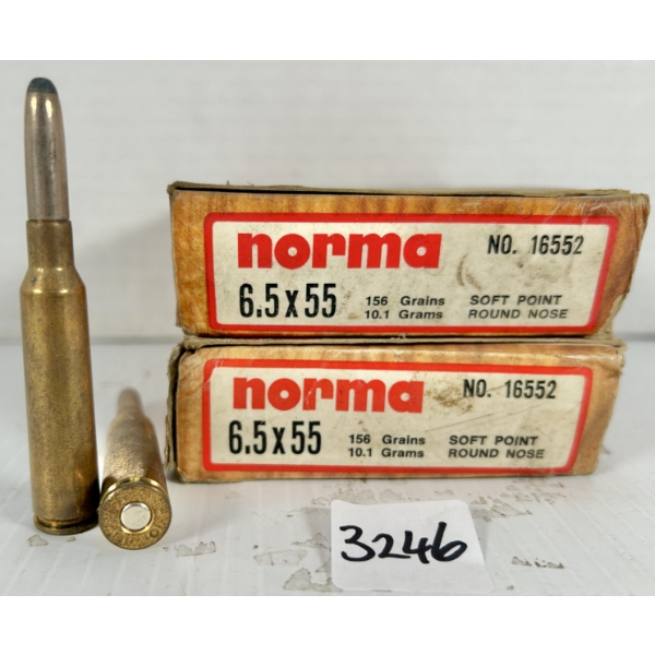 AMMO: 24X NORMA 6.5X55 MM SWEDE - 156 GR SP