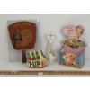 Image 1 : LOT OF 4 - VINTAGE KELLOGG'S CADDY, FRESCA THERMOMETER, RC COLA AD & 7-UP SEWING NEEDLES