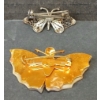 Image 5 : LOT OF 3 - BUTTERFLY BROOCHES & LOCKET NECKLACE 