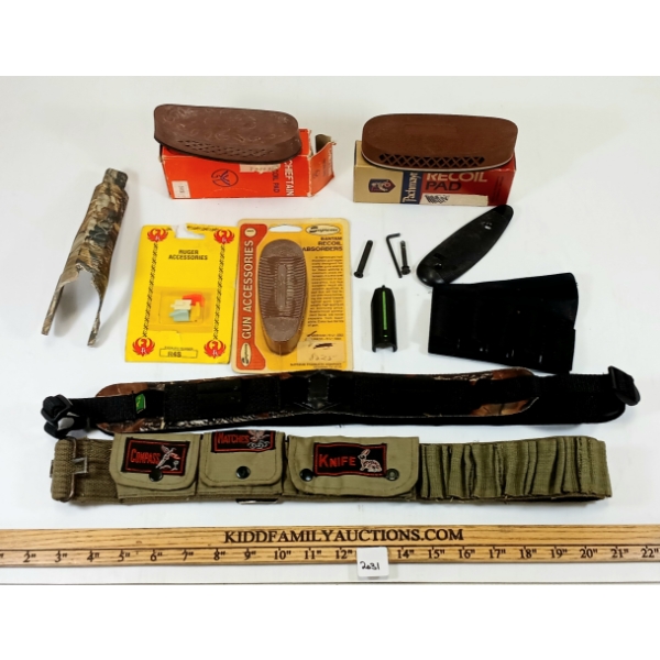 JOB LOT - RUGER REDHAWK FRONT SIGHT, SLINGS, CHIEFTAIN & PACHMAYR RECOIL PADS, ETC