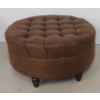 Image 5 : BOMBAY CO. ROUND LEATHER OTTOMAN / COFFEE TABLE