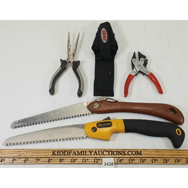 LOT OF 4 - HUNTER'S SAWS, PLIERS & SNIPS