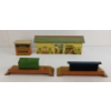 Image 3 : LOT OF 4 - PRESSED TIN TRACKSIDE BUILDINGS - INCL HORNBY & JOYTOWN