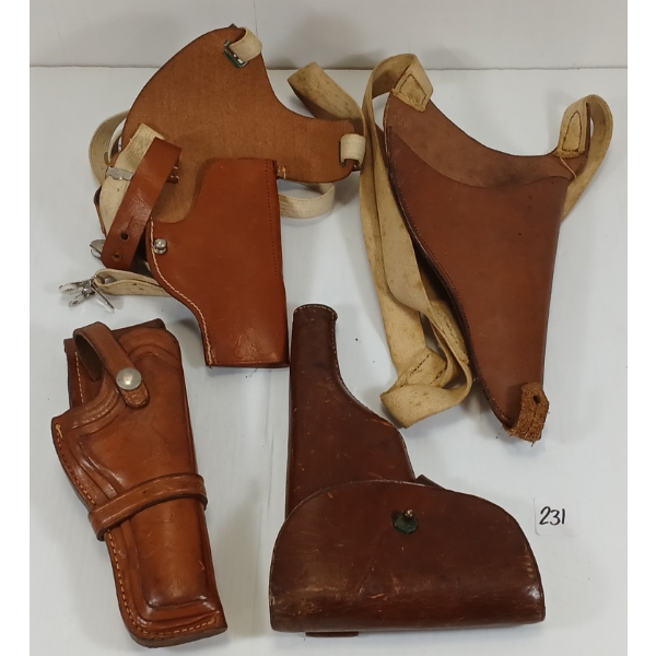 LOT OF 4 - LEATHER HANDGUN HOLSTERS