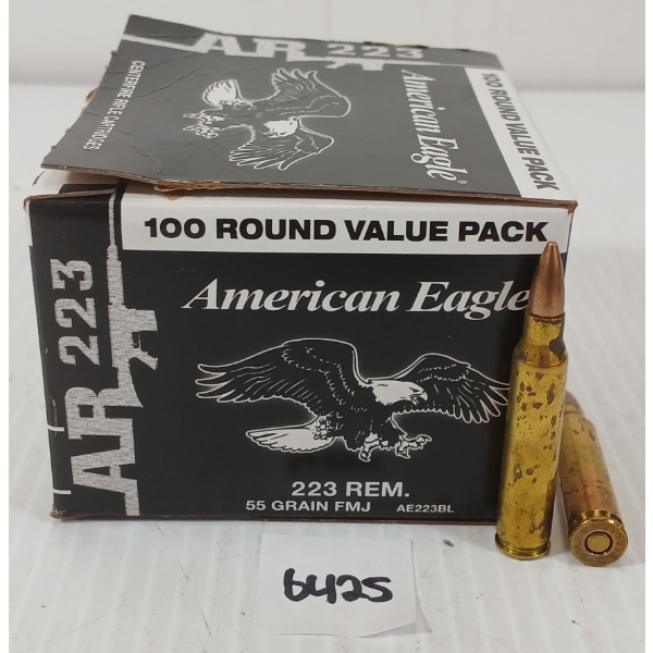 AMMO: APPROX 100X FEDERAL AMERICAN EAGLE AR 223 REM - 55GR - FMJ