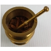 Image 8 : LOT OF 5 - BRASS PIECES - INCL CANDLESTICK HOLDER, BELL, CANNON, DISH & MORTAR W/ PESTLE