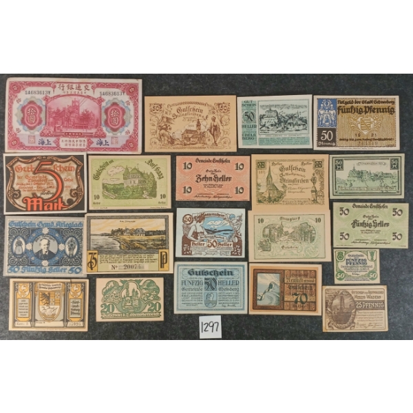 LOT OF 20 - AUSTRIA, GERMANY & CHINA BANKNOTES