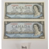 LOT OF 2 - 1954 CDN $5 BANKNOTES