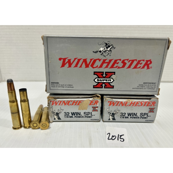 AMMO / BRASS: 38X LIVE & 12X BRASS WINCHESTER .32 WIN SPL - 170 GR SP