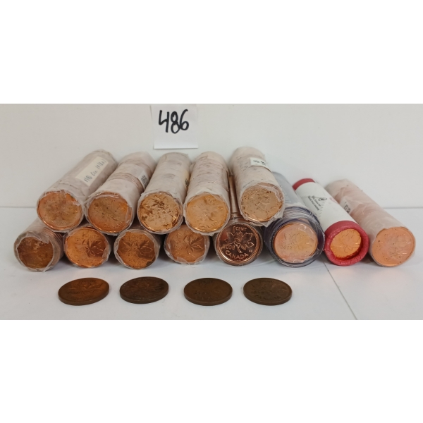 JOB LOT - 1937 - 2012 CDN CENT COINS- MOST IN ROLLS